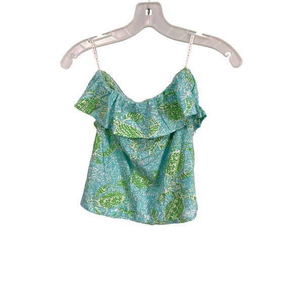 Lilly Pulitzer Blue with Green Crabs Sleeveless Top Size Small - Picture 2 of 4